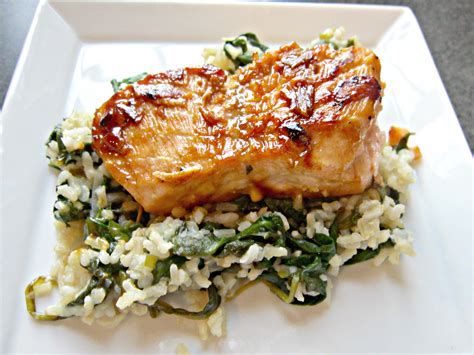 Summer Salmon Over Cilantro Lime Rice With Spinach And Kale Sweet