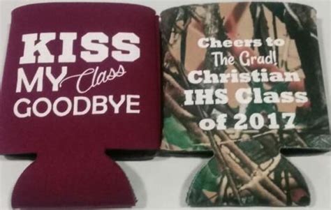 Graduation Koozies Kiss My Class Goodbye No Minimum Can Cooler Quick Shipping Party Koozies