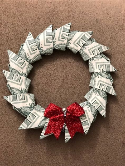 Money Christmas Wreath Origami Christmas T For College Etsy