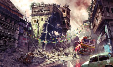 Artwork Warzone Street Scene Uncharted 2 Naughty Dog