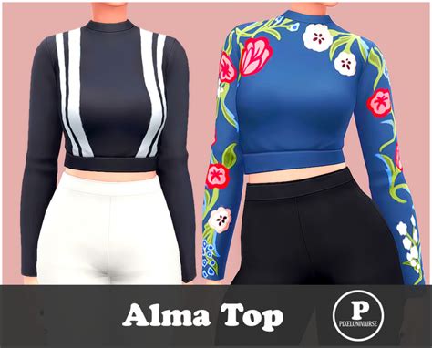 Pixelunivairse Alma Top New Mesh Mmfinds Sims 4 Maxis Match