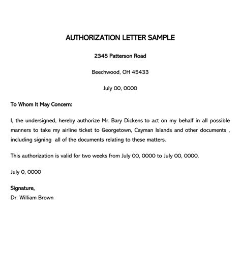 How To Write An Authorization Letter Format Sample Letters