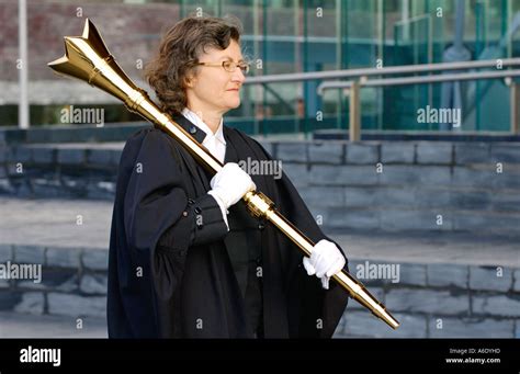 The new Ceremonial Mace arriving at the opening of the Senedd National Assembly for Wales ...