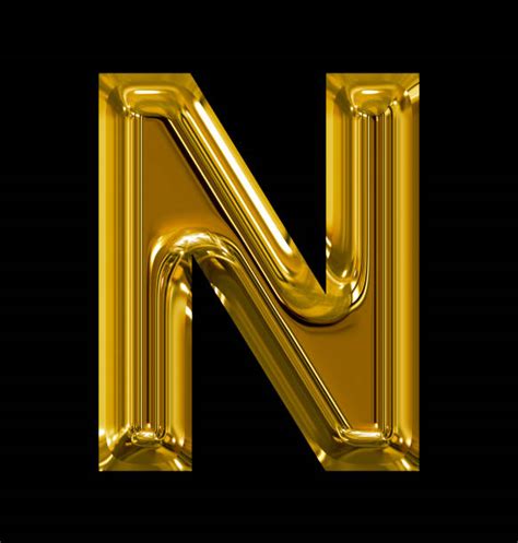 Royalty Free Three Dimensional Shape Alphabet Letter N Gold Pictures