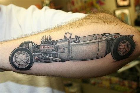 Cool Vintage Car Tattoo On Outer Forearm Tattooimagesbiz
