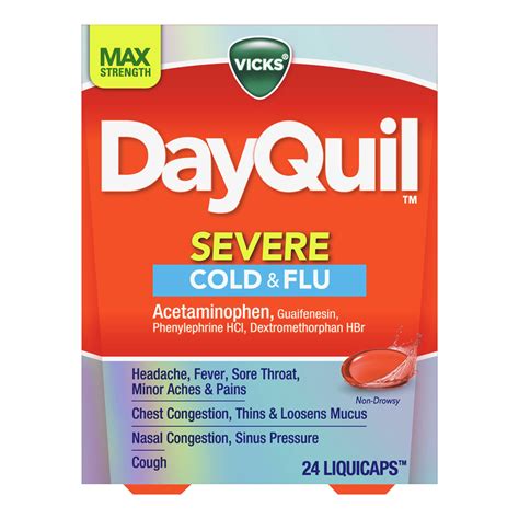 Vicks Dayquil Severe Cough Cold And Flu Daytime Relief Liquicaps 24 Ea