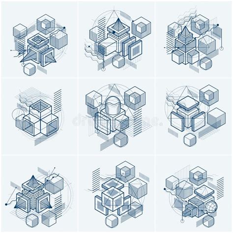 Vector Backgrounds With Abstract Isometric Lines And Figures Templates