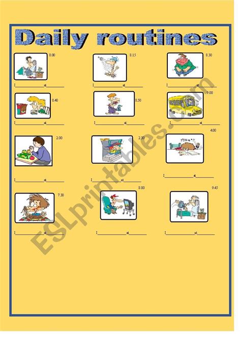 Daily Routines And Free Time Activities Vocabulary Present Simple
