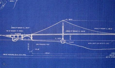 Golden Gate Bridge Blueprint Drawing Plan 1931 12x36 236 1885691064