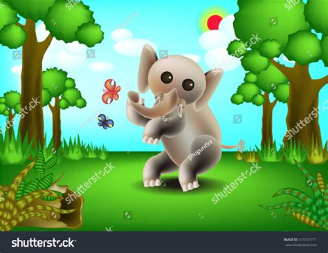 Happy Elephants Cartoon Vector Stock Vector Royalty Free 473701771