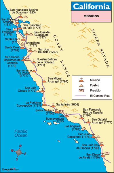 A Map Showing The Location Of Californias Coastline And Its Major
