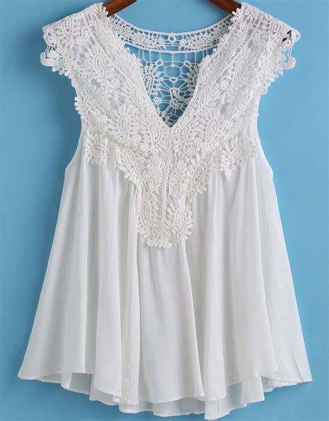 White V Neck Pleated Lace Tank Top Lace Tops Lace Tank Top White Lace Tank Top