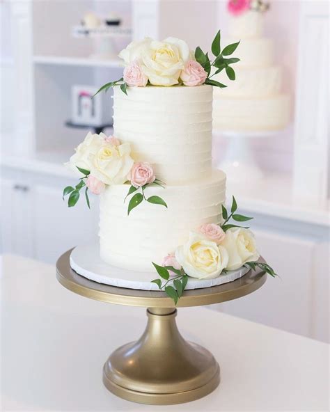 Wedding Cake Pastel Pink Flowers Simple Wedding Cake Wedding Cakes