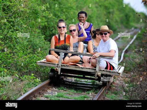 The Bamboo Train Tourist Ride At Battambang Cambodia Stock Photo Alamy