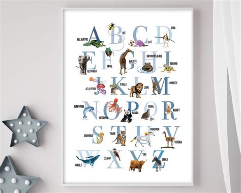Animal Alphabet Poster Alphabet Zoo Animal Abc Animal Letters Nursery