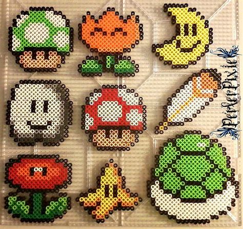 Here Are Some Mario Themed Perlers The Perlers Are As Follows 1 Up