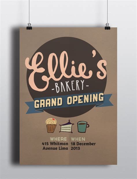 All you have to do is enter in your information, select a frame, choose colors for. Ellie's bakery grand opening poster -- Event Flyer Ideas & Templates | Grand opening, Bakery ...