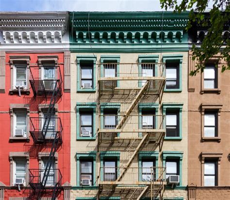 Colorful Old Apartment Buildings In New York City Stock Photo Image