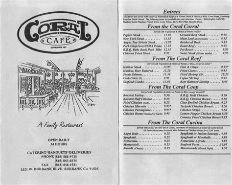 Coral Cafe Menu Menu For Coral Cafe Burbank Burbank Urbanspoon Zomato