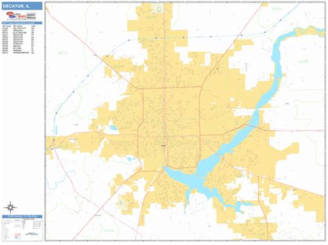 Decatur Illinois Zip Code Wall Map Basic Style By Marketmaps