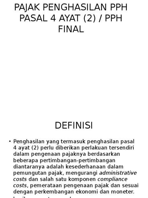 PDF Pajak Penghasilan Pph Pasal 4 Ayat 2 DOKUMEN TIPS