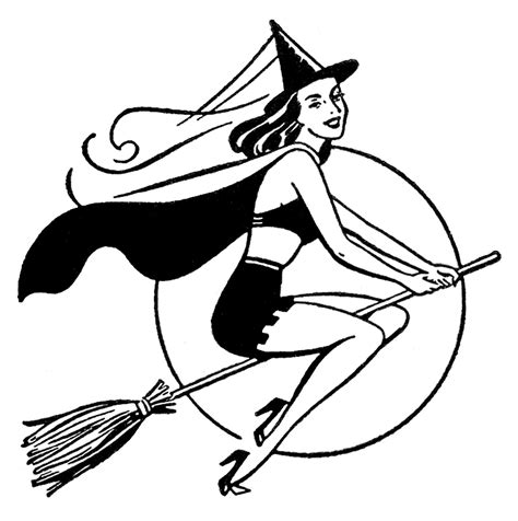 Retro Halloween Graphic Pretty Witch The Graphics Fairy