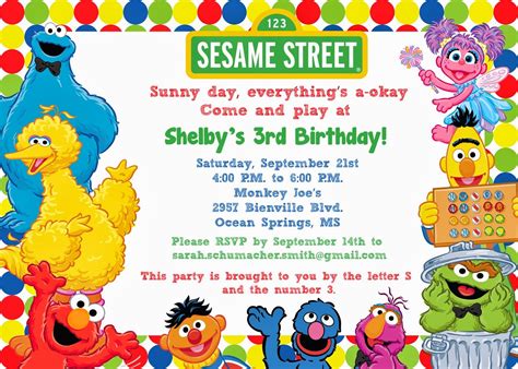 Sesame Street Invitation Template Free Printable Word Searches