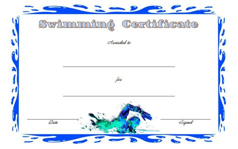 Free Printable Swimming Certificate Template Printable Templates