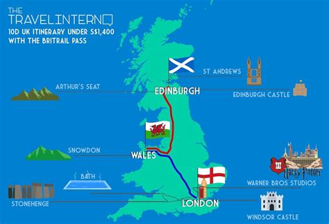 Map Of Uk Locations In Itinerary Scotland Wales London Itinerary