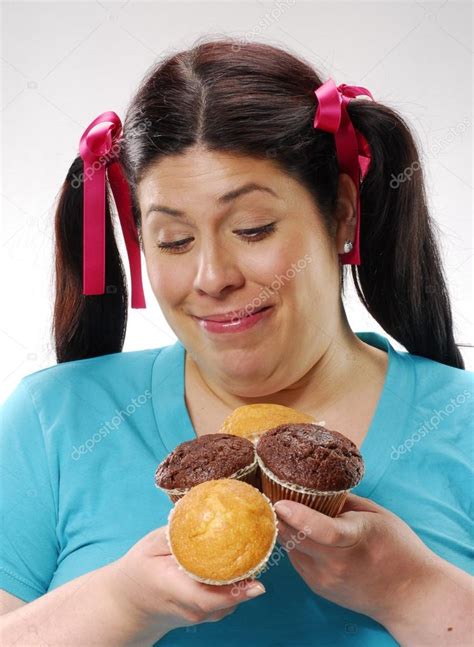 Fat Girl Holding Snack Cakes Happy Girl Holding A Snack Cakes Woman