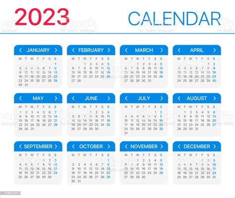 Ilustración De Calendario 2023 Ilustración Gráfica De Plantilla