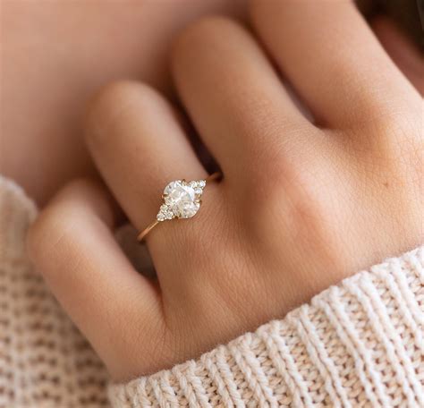 150 Ct Oval Engagement Ring Dainty Moissanite Engagement Etsy