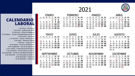Calendario Laboral 2022 República Dominicana
