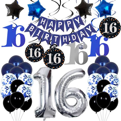 Buy 16th Birthday Decorations For Boys And Girls Dark Blue Happy