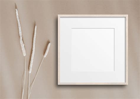 Frame Mockup 307 Birch Wood Square Photo Frame Styled Thin Frame