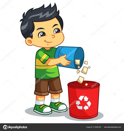 Image of a boy throwing garbage | Boy Throwing Garbage Trash Can — Stock Vector © mikailain ...