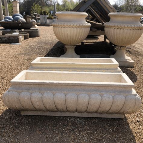 Hand Carved Limestone Gadrooned Stone Planter Watling Reclamation