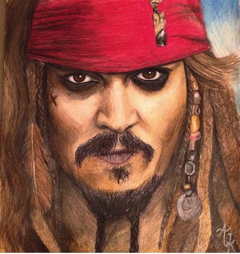 Captain Jack Sparrow Colored Pencil Drawing Johnny Depp Art Portrait Jack Sparrow Drawing