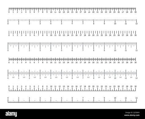 Ruler Scales Different Measuring Units Rule Divisions With Numbers