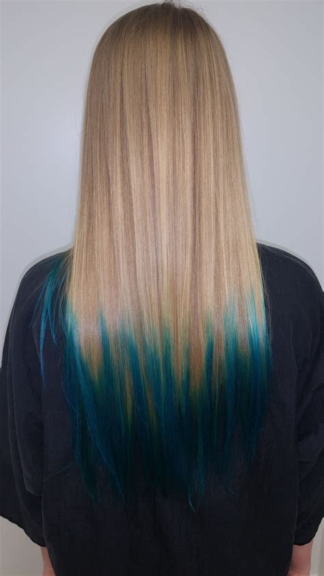 Blonde With Teal Ombre Hairbyhope Brightombre Salonduoaugusta