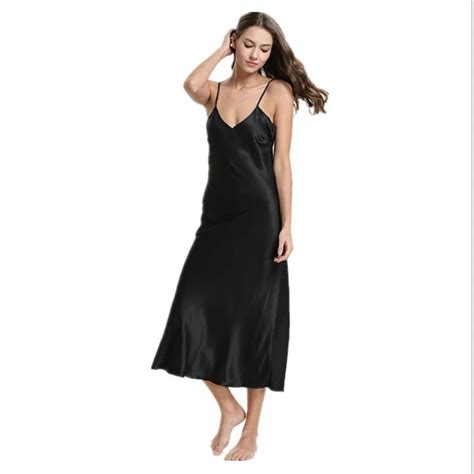 2019 New Sexy Silk Satin Nightgown Sleeveless Nightdress V Neck