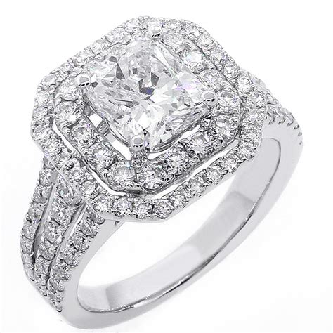 134 Cushion Cut Double Halo Diamond Engagement Ring Cheap Diamond