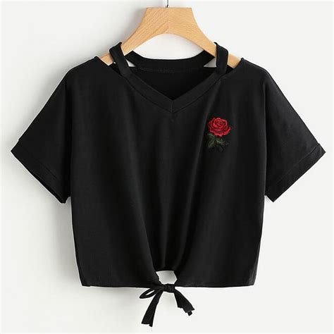 We hope you find these handy products as awesome as we do. Summer Kawaii Cute T Shirt Embroidery Rose Print Aliens T ...