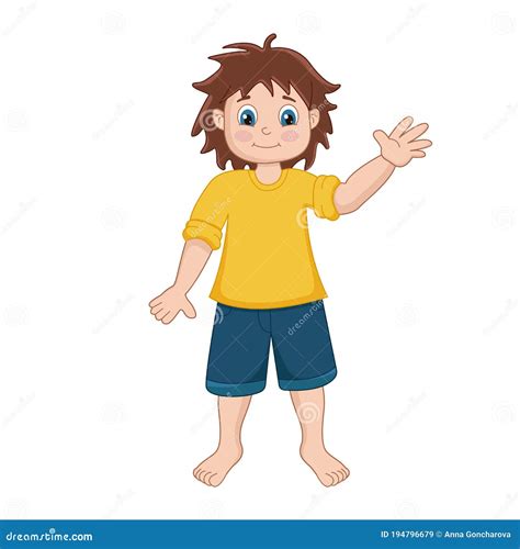 Little Schoolboy Boy In T Shirt And Shorts Vector Illustration Stock
