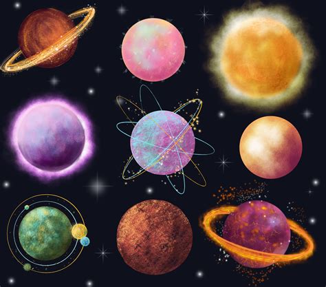 Planets Digital Download Planets Print Space Clipart Digital Etsy In