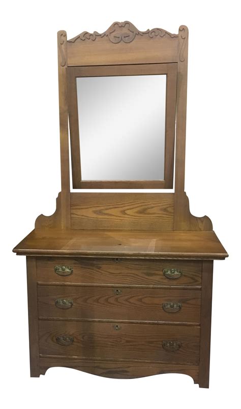 Antique Oak Dresser and Mirror | Chairish