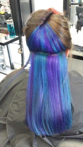 Blue And Purple Hair Under Layer Underlights Hair Under