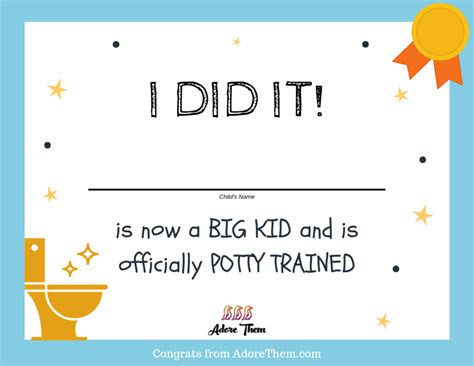 Potty Training Certificate Printable