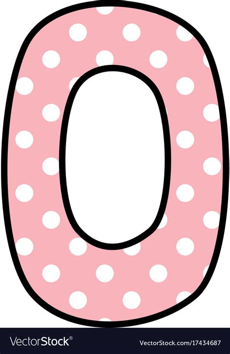 Number 0 With White Polka Dots On Pastel Pink Vector Image