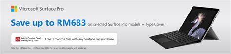 At the moment, the surface pro 7 can obtain in four however now pc image is running a promotion of giving out the surface type cover + studio c sleeve + microsoft usb drive with led total worth rm750. Microsoft Surface Pro November Promo | Harvey Norman Malaysia